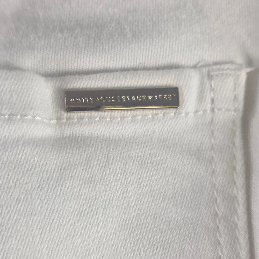 White House Black Market High Rise Wide Leg Sailor Pants White Silver Button 00L - Picture 8 of 11